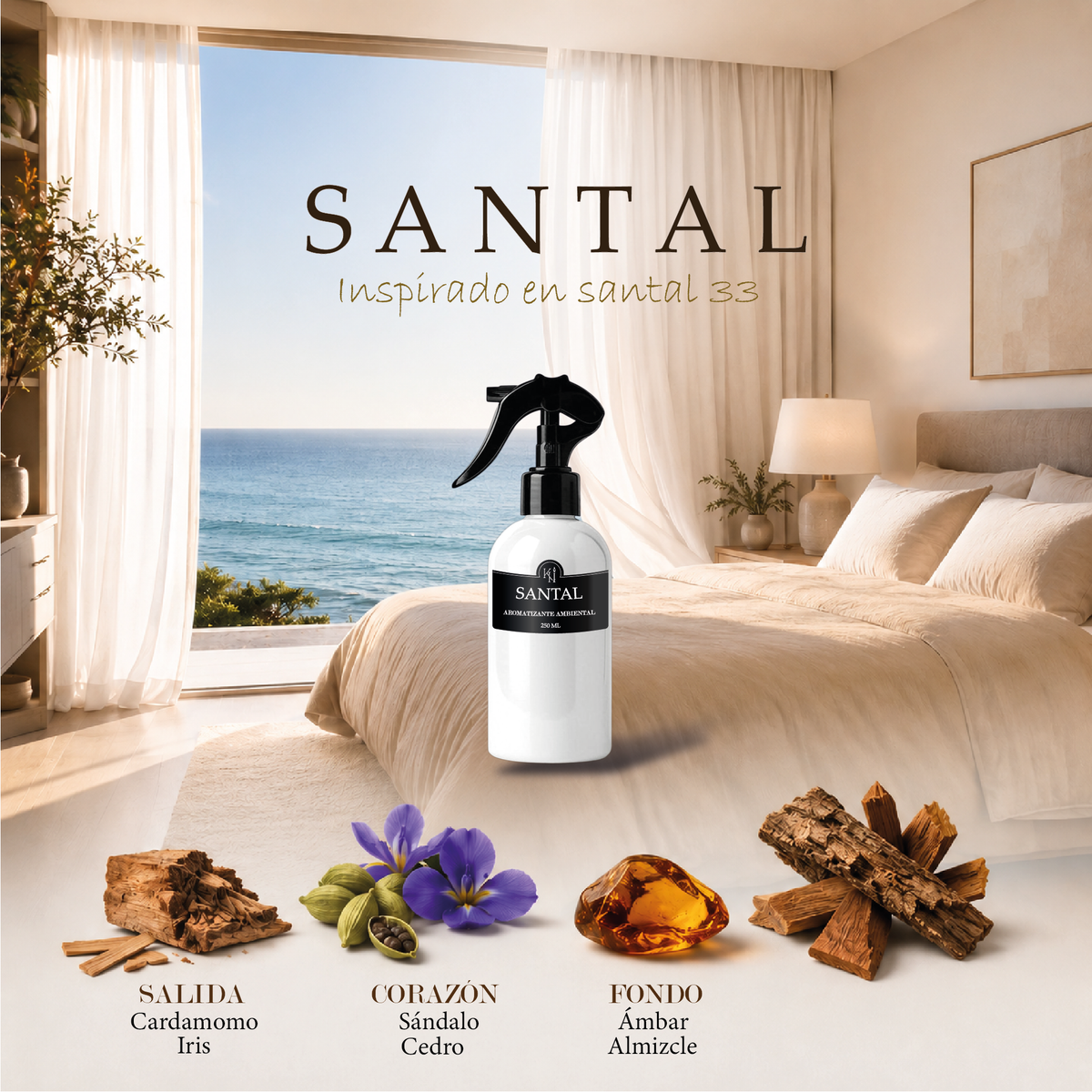 Aromatizante Ambiental SANTAL | Inspirado en Santal 33 | Spray para Hogar 250 ml