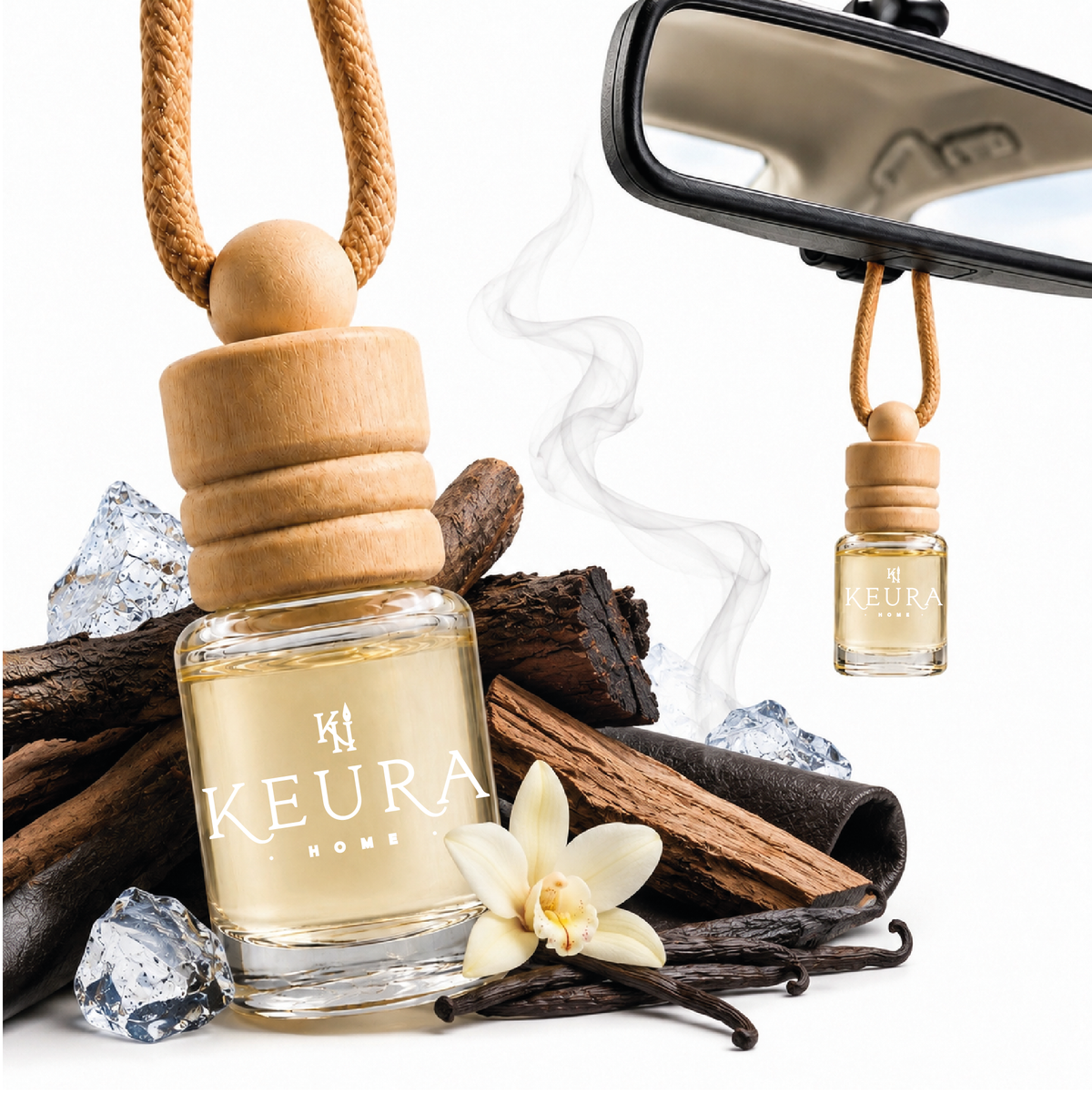 Difusor para Auto ICED°5 | Inspirado en Iced Vanilla Woods | Aroma Amaderado y Vainilla | 6 ml | Keura Home